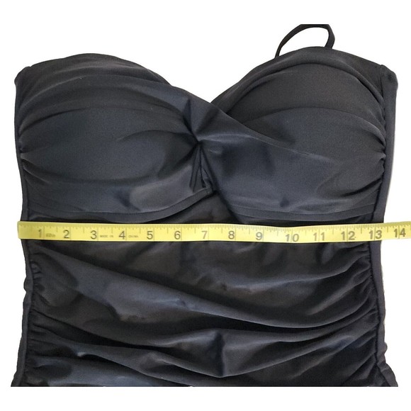 RELLECIGA Black One Piece High Cut Bandeau Adjustable Straps Swimsuit Size Large - Picture 9 of 11